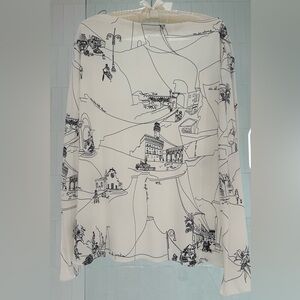 EMILIO PUCCI “CAPRI” SILK BOATNECK SHIRT | NWT | Pristine IT48 | US 10-12 |